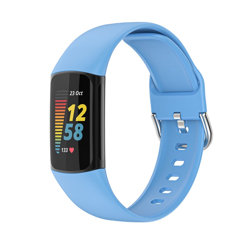 Essidi Siliconen Band Voor Fitbit Lading 5 Zachte Sport Polsband Correa Voor Fitbit Lading 5 Horloge Loop Vervanging: 天空蓝