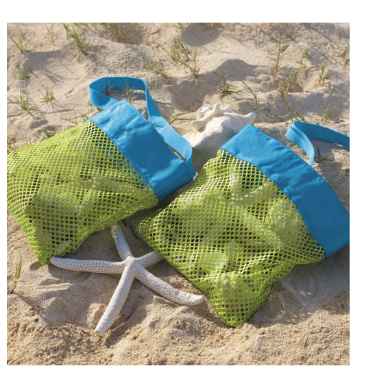 2 stykker / parti -24 x 25 cm børnelegetøj skal samle gitter strandtaske - mesh rygsæk hold dig væk fra sand legetøjs opbevaringspose