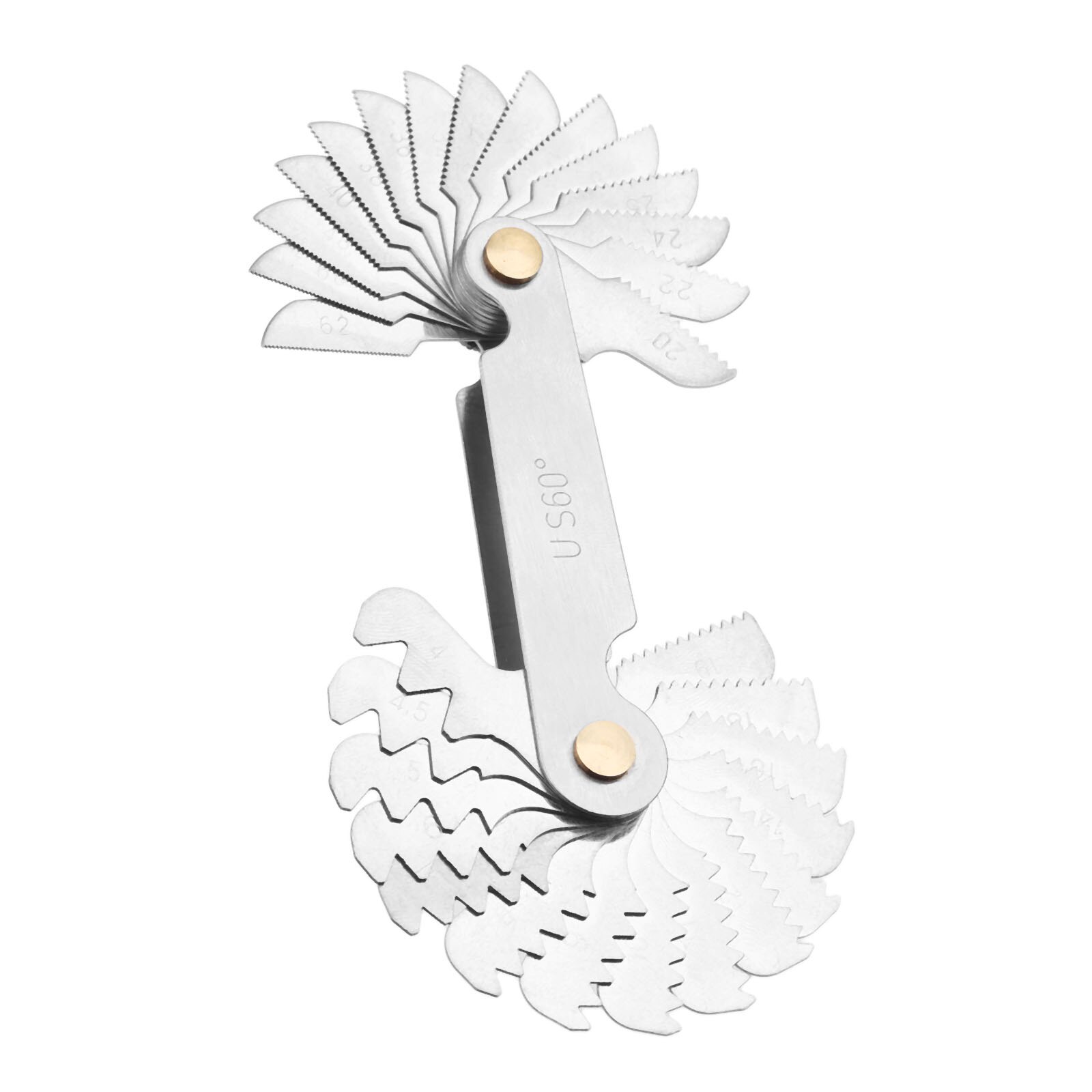 DRELD 1pc 30 Blades Measuring Tool Metric US 60 Degree Thread Gauge Screw Pitch Gage Stainless Steel Measurement Instruments