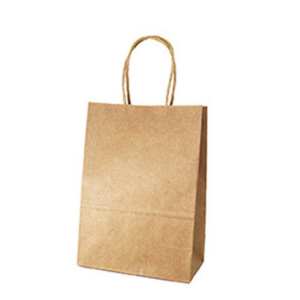 Kraftpapir poser stand up poser børnefest fødselsdag mad papir kraft segl pakning behandle bryllup taske forsyninger med håndtag: Gul
