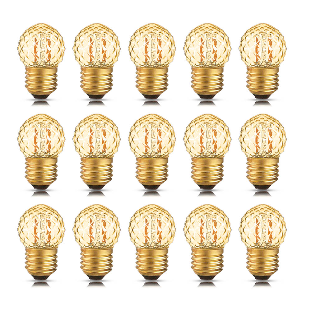 Bombillas de noche Led G40 E27 de bajo vatio, 1W, igual a 10 vatios, bombilla incandescente, regulable, decorativa, con forma de diamante, bombilla de vidrio ámbar: Blanco / Blanco frío