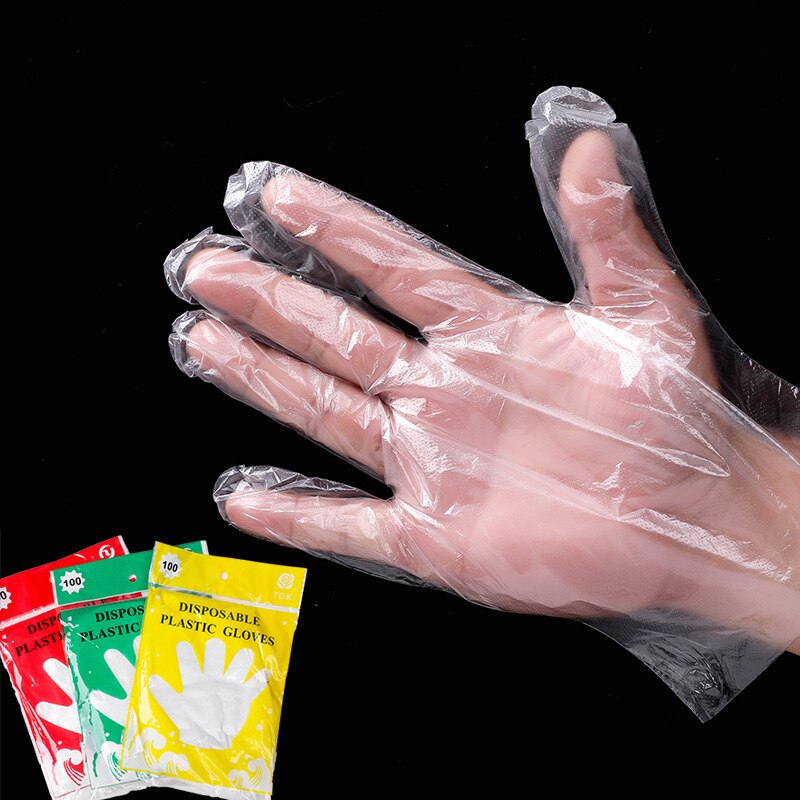 50/100Pcs Voedsel Plastic Handschoenen Transparante Wegwerphandschoenen Voor Restaurant Fruit Groente Handschoenen Keuken Accessoires