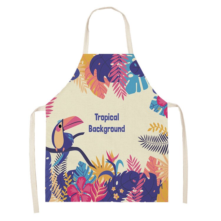 1Pcs Farbe Vogel Muster Reinigung Kunst Grün Schürzen Hause Kochen Küche Schürze Kochen Tragen Baumwolle Bettwäsche Erwachsene Lätzchen 53*65cm WQ0170: 2WQ-WQ0170-2