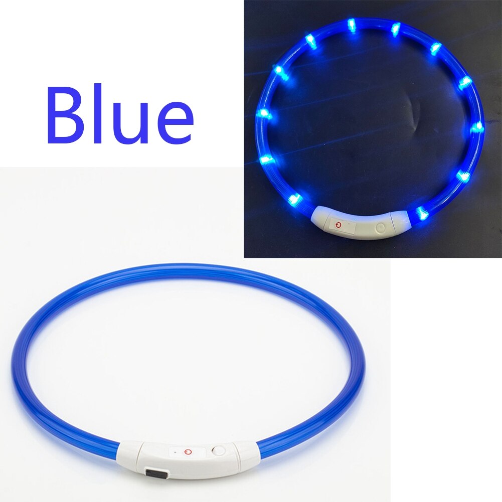 Pet Dog LED Collar USB Rechargeable Luminous Flashing Collar Pet Necklace Outdoor Glowing Walking Night Safety Accessories: L / L