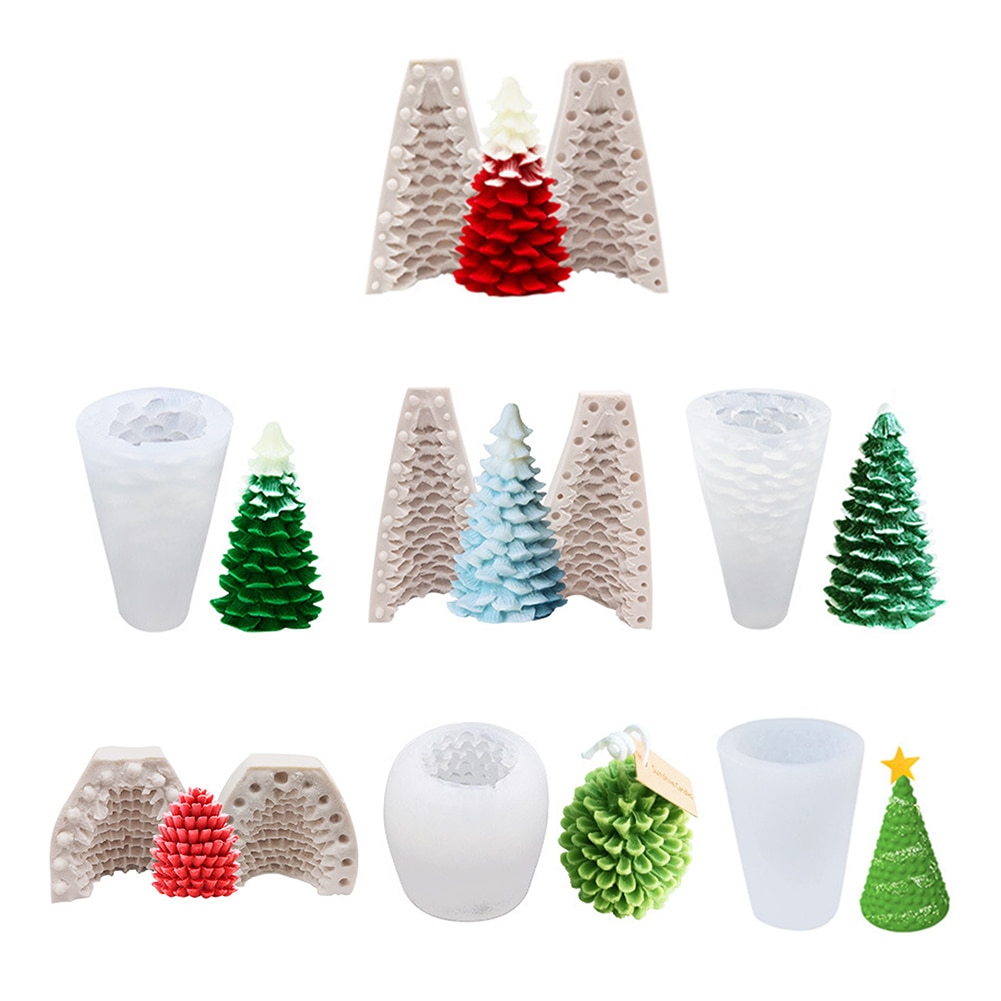Albero di natale 3D stampo in silicone albero di pino di natale stampi per candele sapone argilla tariffa decorazioni per torte fai da te stampi da forno stampo per natale fai da te