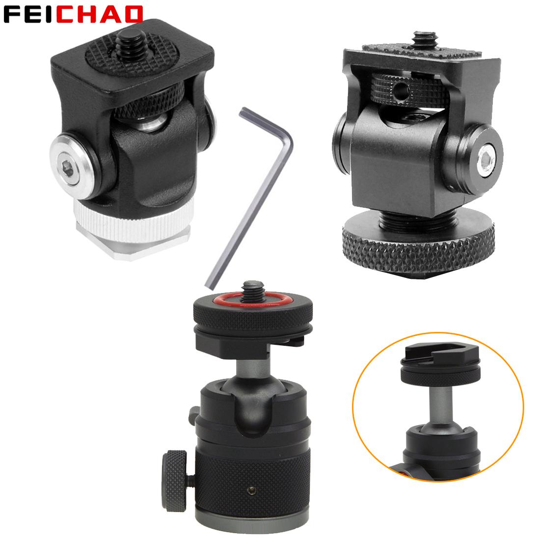 Cold Shoe Mount Mini Ball Head 360 Panoramic Monitor Holder Camera Gimbal 1/4 3/8 for Tripod Speedlite LED Bracket Adapter
