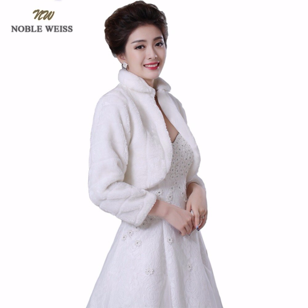 long sleeve wedding jacket Bride cape winter bride fur shawl bolero women wedding coat ivory color