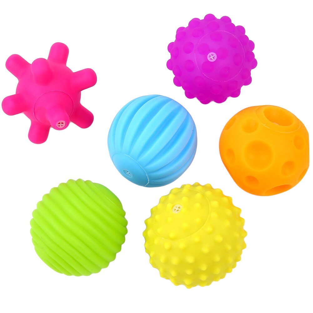 Juego de 6 unidades de pelotas de mano de juguete para bebé, juguete para entrenamiento infantil de masaje, pelota de mano de baño táctil multisensorial con textura de goma suave, juguete