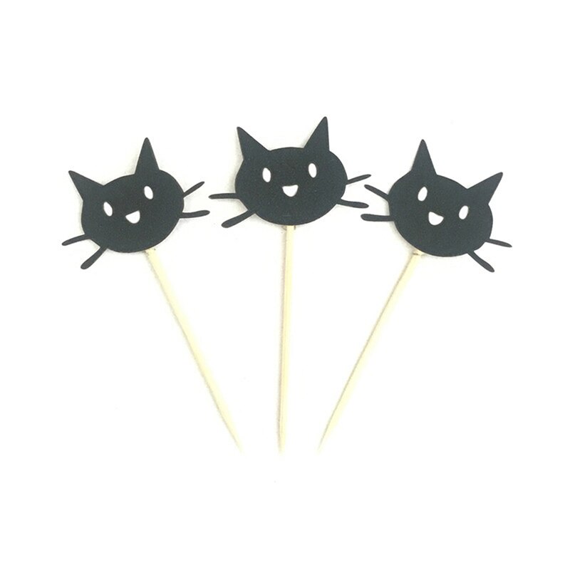 12Pcs Kat Cupcake Toppers Pick Bruiloft Kinderen Verjaardagsfeestje Decoratie Leuke Dierlijke Kat Cake Topper Decor