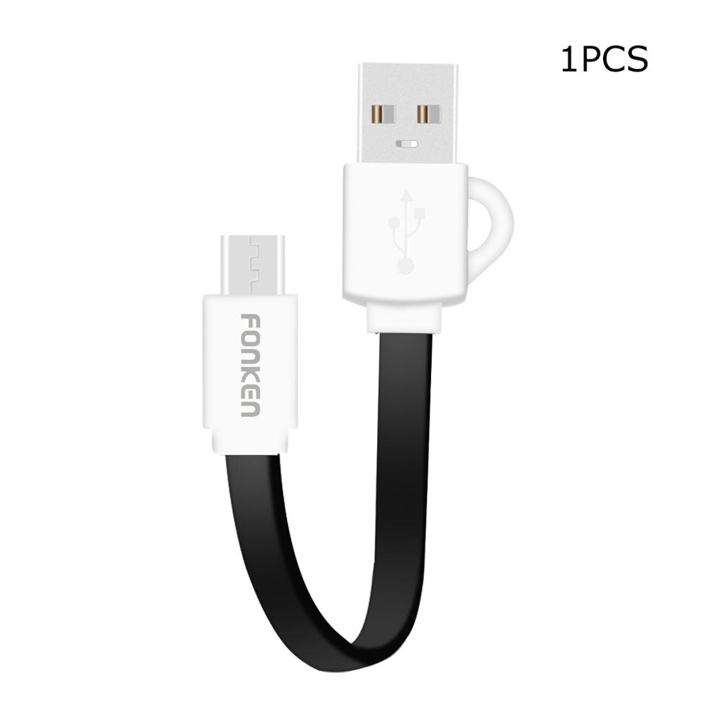 Micro Usb Kabel 10 Cm Pocket Telefoon Kabels Reizen Spare Power Bank Snel Opladen Cord 2.4A Sleutelhanger Noodle Android Data draad