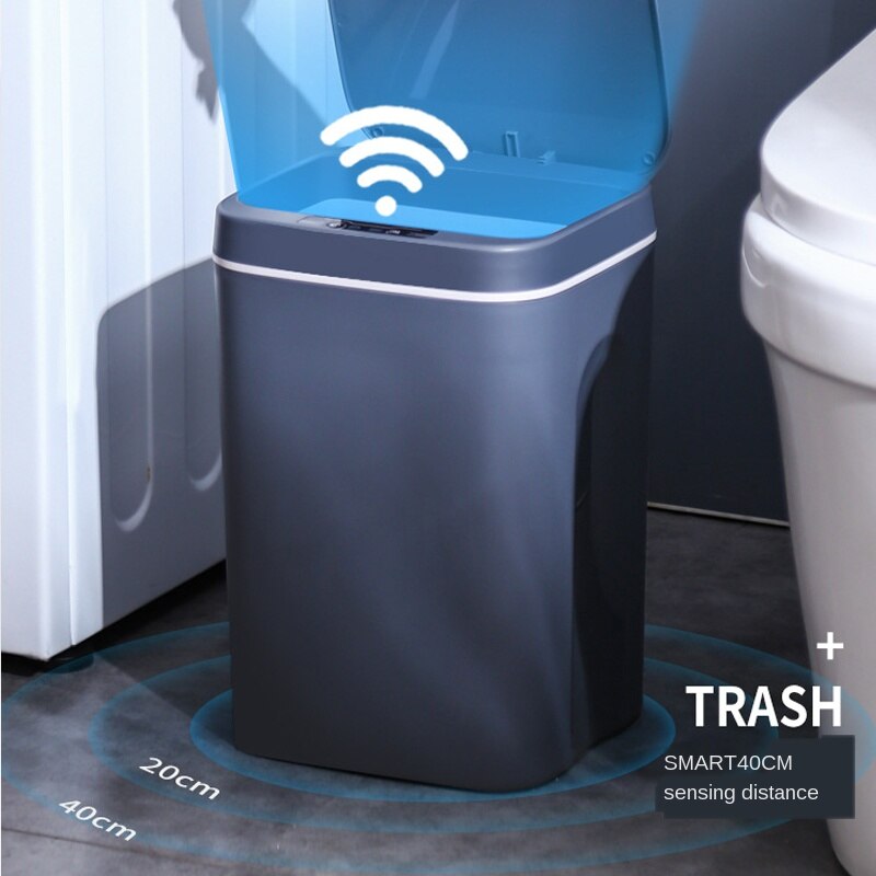 16L Automatic Induction Trash Can Touchless Intelligent Waste Garbage Bin Motion Sensor Opening Rubbish Can Electric Waste Bin