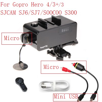 Suptig per GoPro hero 3/4/5/6/7 5200mAh Impermeabile Accumulatori e caricabatterie di riserva Caricabatteria Impermeabile cassa della Macchina Fotografica Gopro Ricarica Borsette/Scatola: Gopro 3 4 power