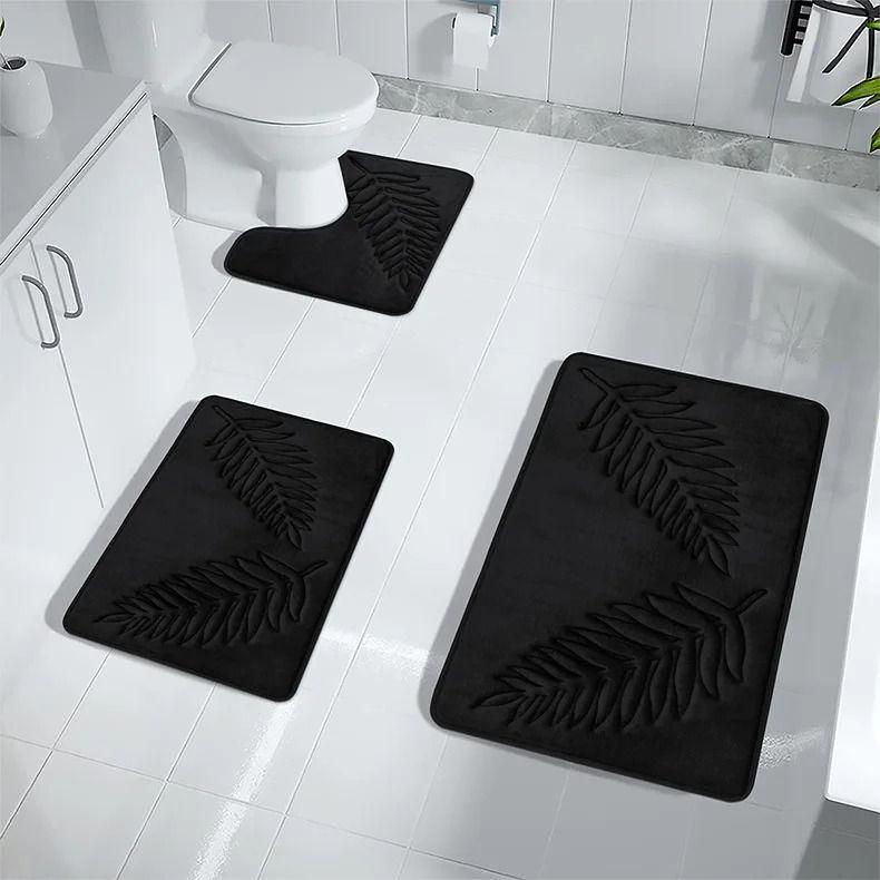 Non Slip Bath Mat Soft Black Memory Foam Bath Mat Water Absorbent Washable Rugs for for Bathroom Bedroom Bath Mat Dark Dlue: Burgundy