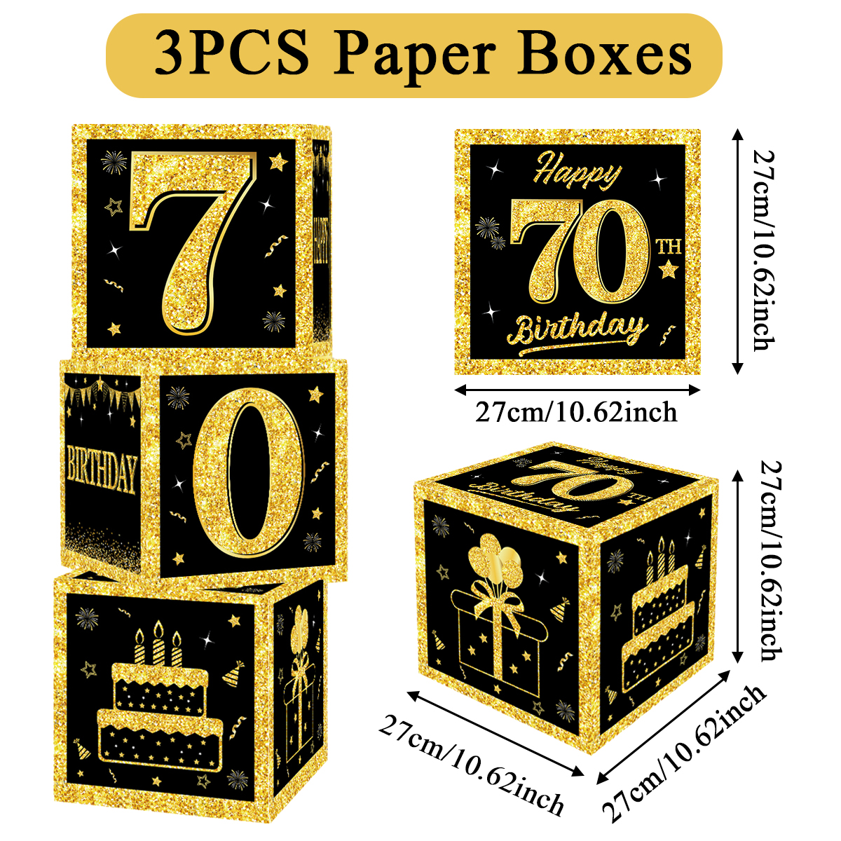 Zwart Goud Verjaardag Nummer Papier Doos Gelukkig 18 30 40 50 60 Jaar Oude Verjaardagsfeestje Decoratie Kinderen Volwassen Verjaardagsfeestje levert