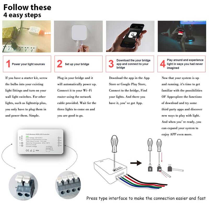 zigbee 3.0 ZLL wireless RGB LED controller 1ID or 2ID RGBW Dimming Light Strip Controller dimmer DIY smart home work with alexa