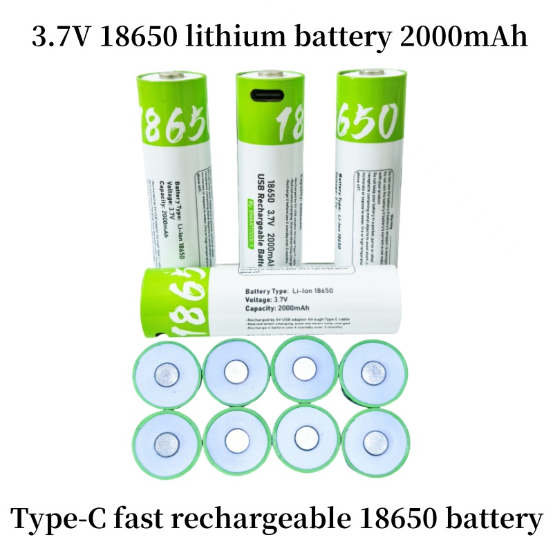marca nuovo originale 3.7V 18650 batteria 2000Mah USB genere-C ricaricabile batteria 18650 litio batteria, adatto per forte luce torcia elettrica/elettrico giocattoli/ computer portatile batteria, ricaricabile 2000 volte + lungo batteria vita