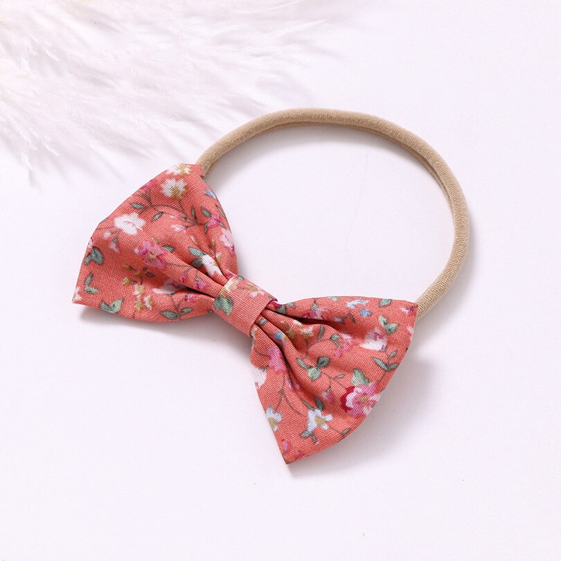 Newborn Polyester Headbands Baby Girls Bow Small Floral Headband Infant Elastic Nylon Hair Band Headwear Kids Hair Accessories: Red