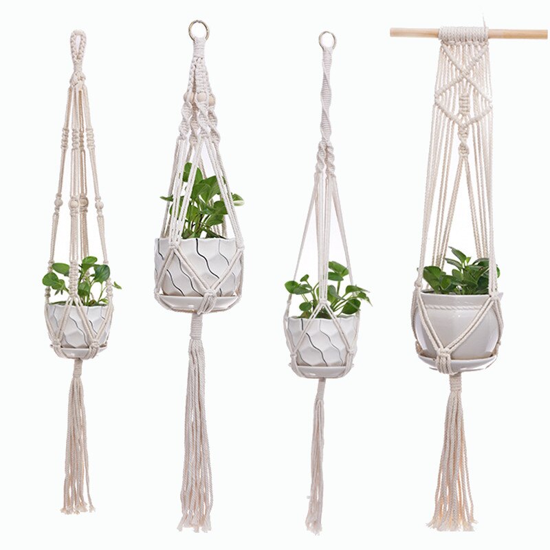 Vintage indretning 100%  håndlavede macrame hængende knyttet løftereb planteophæng urtepotteophæng til vægdekoration haven