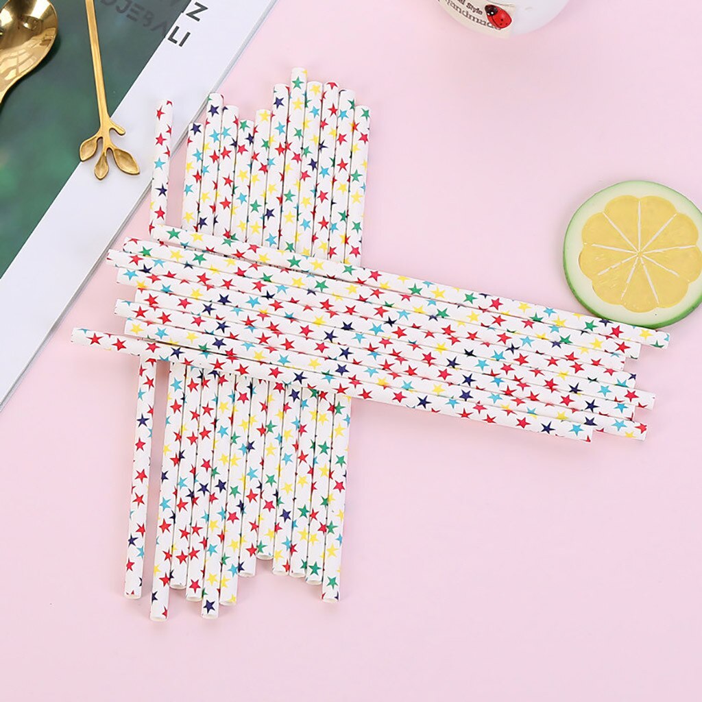 Disposable Drinking Paper Straws 25Pcs Dinner Party Drinking Straws Home Paper Party Straws D724