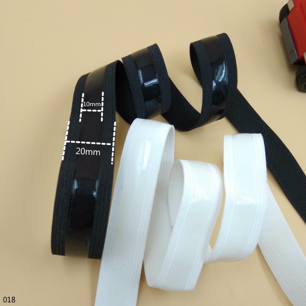Svart hvit gjennomsiktig silikon elastisk griper 5m sy diy ekstra grep 20mm teip avlet silikon avlet 10mm plagg tilbehør
