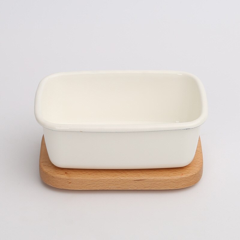 Japanese Enamel Ice Box Wooden Cover Enamel Box Bu... – Grandado