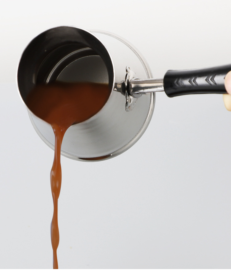 Tyrkisk arabisk kaffekande i rustfrit stål smør smeltekande kafferedskaber europæisk langt håndtag moka pot bærbar: 250ml