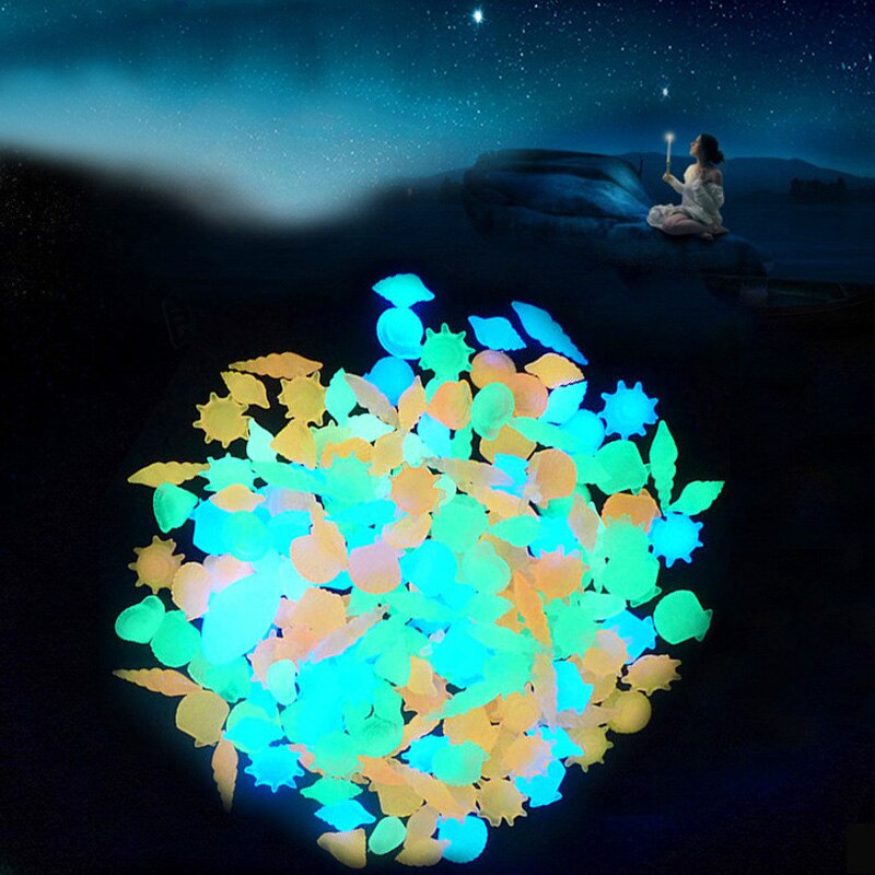 50 Pz/lotto Giardino Luminoso Raggiante Pietra Rocce di Ghiaia incandescenza in il buio per Passerelle Piante D'acquario Prato Acquario arredamento Misto