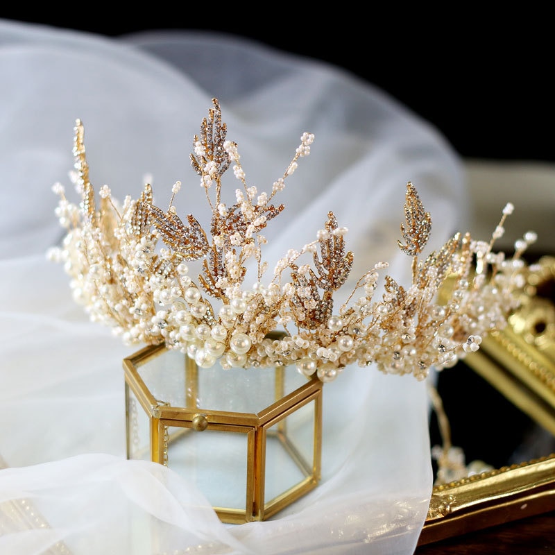 ensemble de bijoux de luxe à la main perle Super fée couronne coiffe boucles d'oreilles mariée accessoires de mariage perles ensemble de bijoux Exqusite