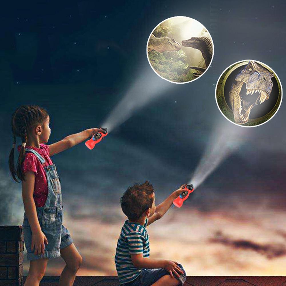 Children's Cartoon Projection Flashlight 24 Patterns Early Education Slides Holding The Projector Bedtime Night Light