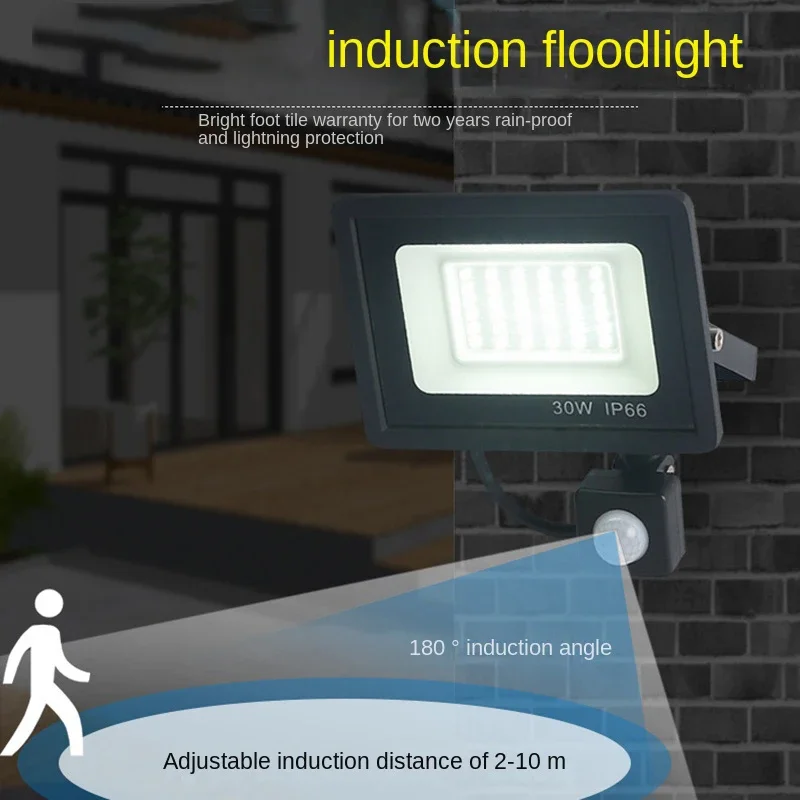 Reflectores LED 100W 50W 30W 20W 10W PIR Sensor de movimiento IP66 LED impermeable 220V colgante Exterior lámpara de pared al aire libre foco