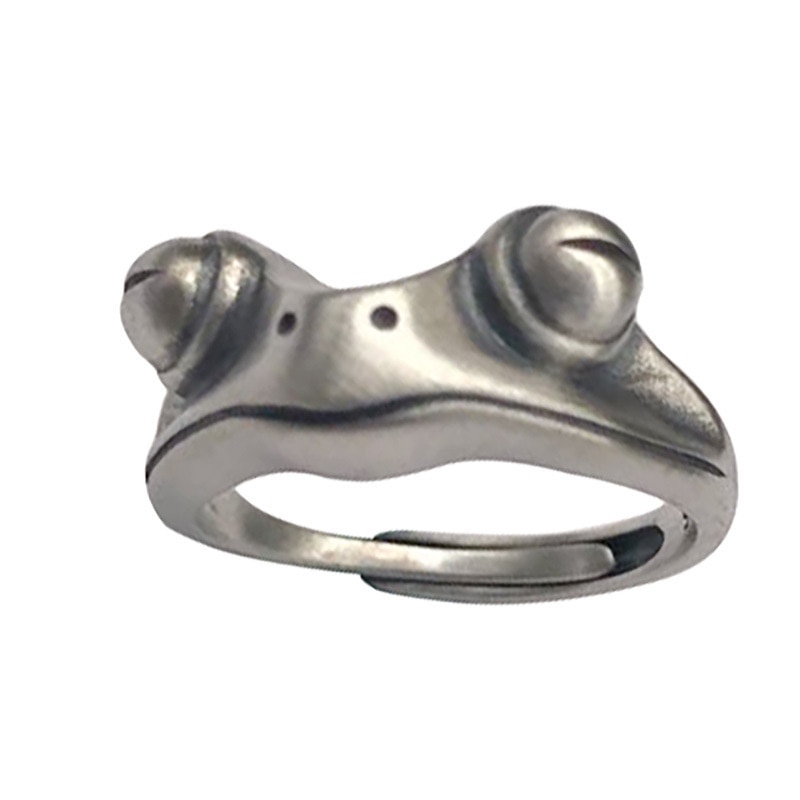 Bohemian Vintage Kikker Ring Voor Vrouwen Artistieke Retro Opening Resizable Unisex Vrouwelijke Statement Ringen Zilveren Kleur