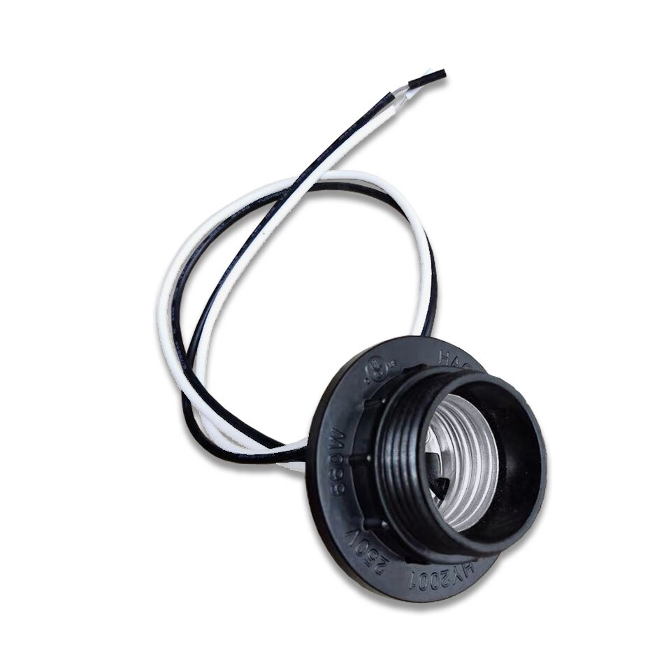 5pcs E27 Full Threaded Lamp Holder With Ring Cable And M10 Bracket Plastic Lamp Cap Adapter Base Socket