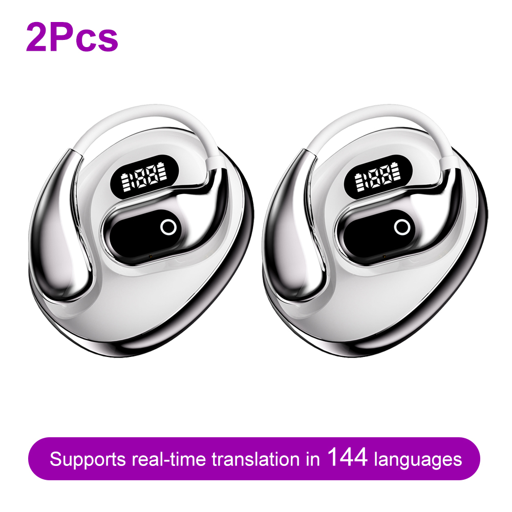 AI Tłumacz - Bezprzewodowe Słuchawki Bluetooth 5.3 z Dwukierunkową Transmisją w Czasie Rzeczywistym, Nauszne Słuchawki Hi-Fi dla Podróżników Biznesowych i Zwiedzających: Black