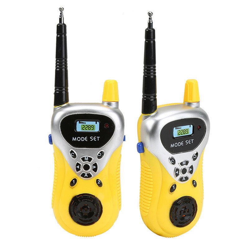 1 par 3-5km række tovejs walkie talkies radio interphone legetøj til børn børn håndholdt transceiver udendørs camping: 1 par gule