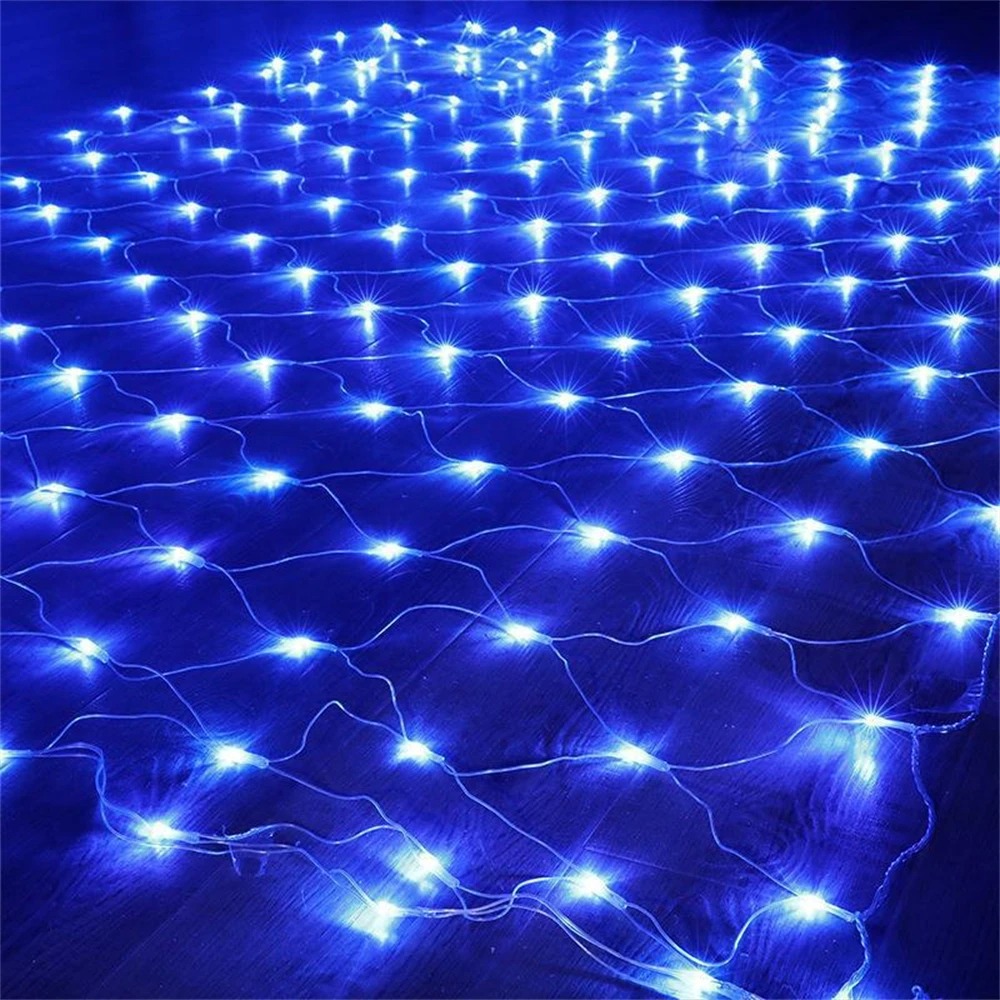 Net maille Led lumières 1.5 M/2 M/3 M LED chaîne noël fée rideau guirlande extérieure étanche pour fête jardin décoration de mariage: S / Bleu