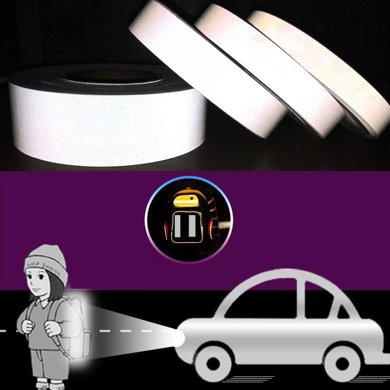 Bande de garniture auto-adhésive en tissu réfléchissant, ruban de bordure pour vêtements, sac de casquette pour la visibilité, utilisation en toute sécurité