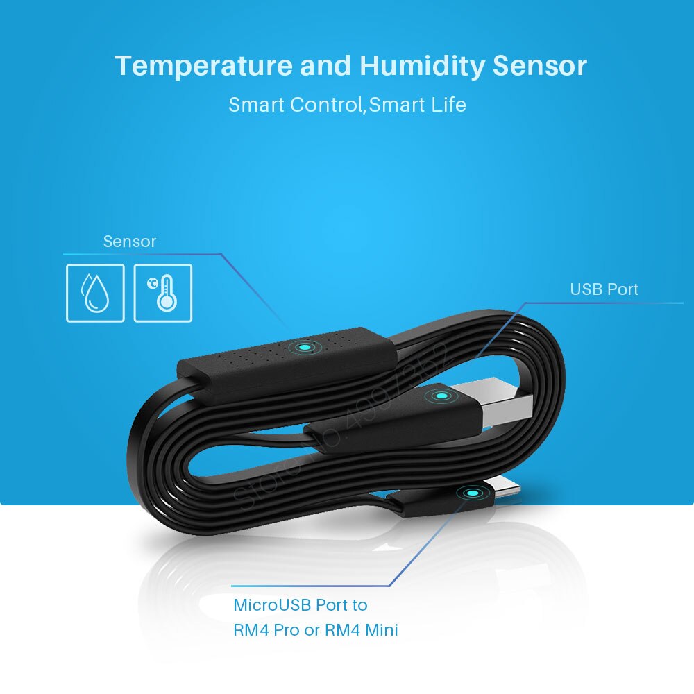 Broadlink lämpötila- ja kosteusanturi lisävaruste usb-kaapeli hts 2 toimii  rm4 pro tai  rm4 miniälykkään kaukosäätimen kanssa
