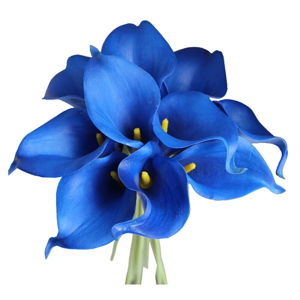 3 stk kunstige dekorative blomster pu real touch calla lilje til bryllup hjemme borddekoration (kongeblå): Default Title
