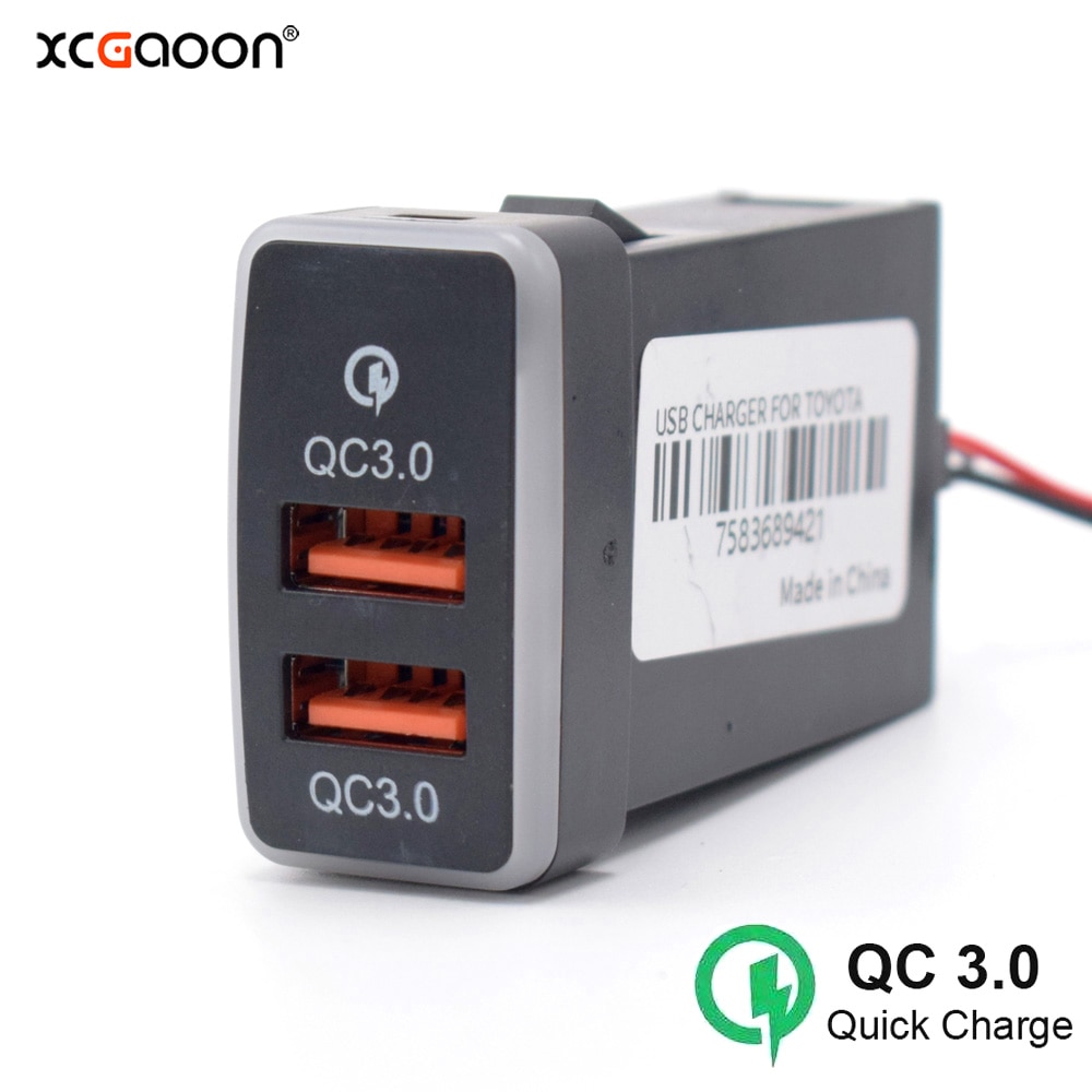 Xcgaoon QC3.0 Quickcharge Autolader Dubbele Usb Telefoon Pda Dvr Adapter Plug &amp; Play Kabel Voor Toyota Hilux Vigo