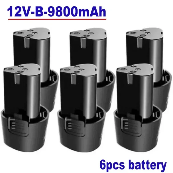 Destornillador eléctrico tipo B 100% Original, batería de carga universal, taladro eléctrico, batería de iones de litio, 12V, 9800mAh: Oro