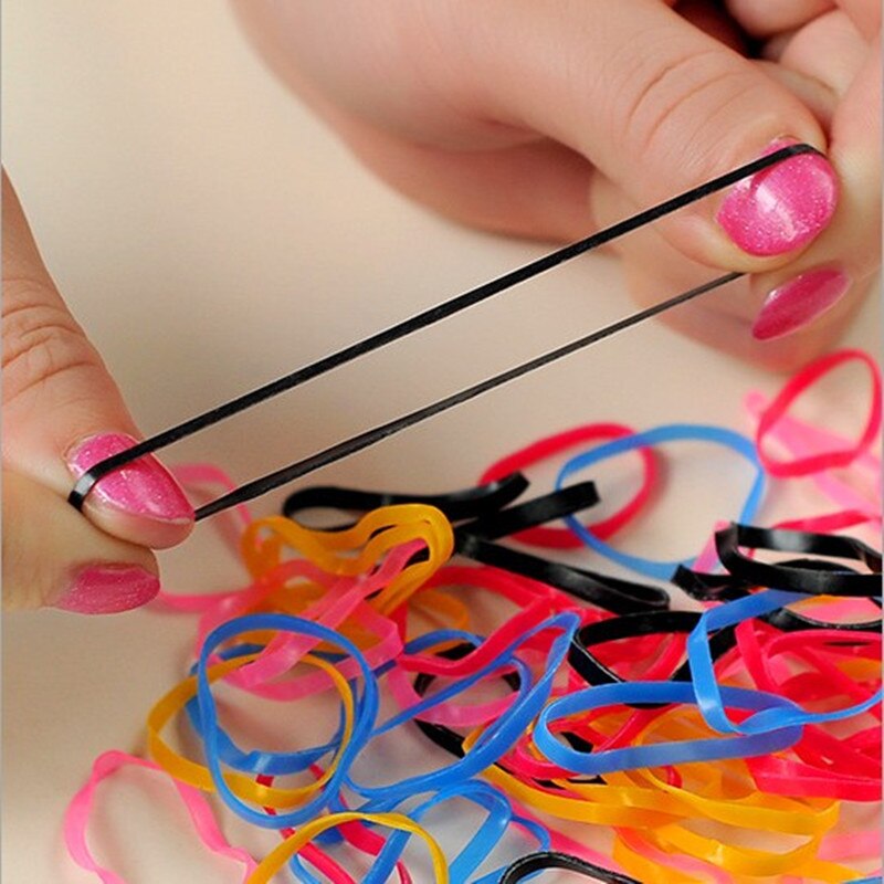 1000 Stuks Wegwerp Elastische Rubberen Band Mini Haarbanden Briefpapier Kantoor School Elastiekjes voor Girlsl Kids 2cm