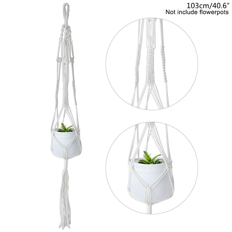 Panier suspendu pour plantes en macramé, fait à la main, Pot de fleurs, décoration murale de maison, panier suspendu de jardin: D