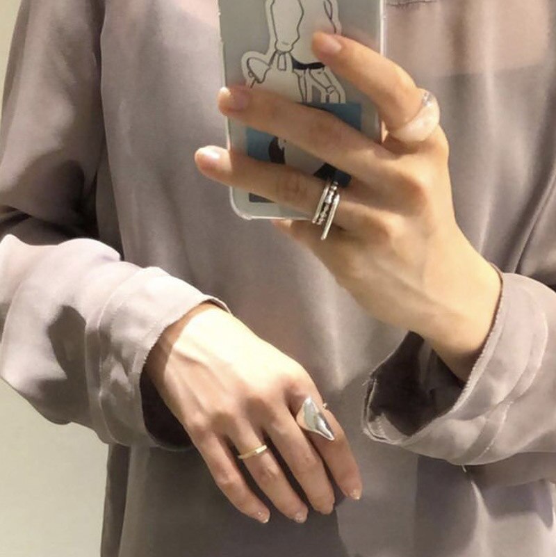 Foxanry Minimalist 925 Sterling Silver Rings for Women France Bone Shape Birthday Party Jewelry