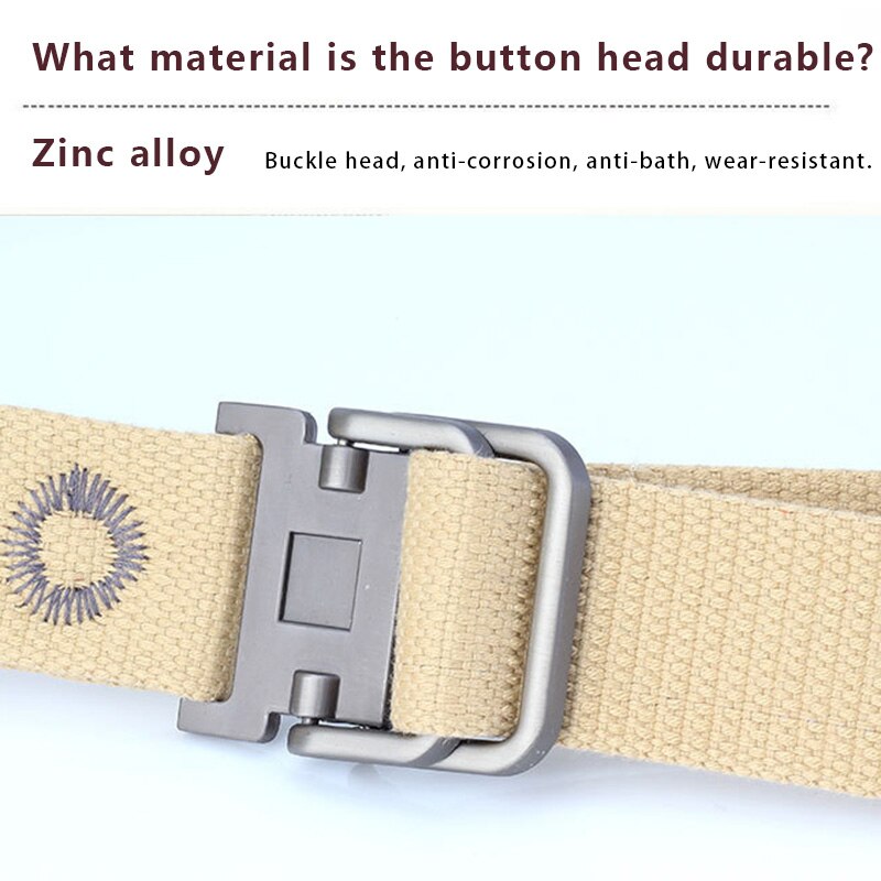 Mænds bælte fortykket lærredbælte dobbelt spænde holdbart cowboybuksebælte til udendørs sport  a66