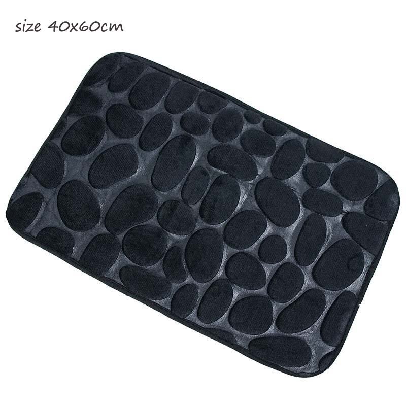 3pcs/set Bath Mat Set Flannel Anti-Slip Kitchen Rugs Bathroom Carpet U Shape Rug Toilet Cover Mat Washable Carpets Doormat: black 40x60cm