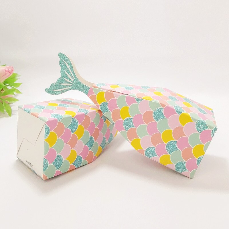 Caja de cola de sirena para niños y bebés, paquete de dulces de sirena, Cajas de , suministros de decoraciones para cumpleaños, 20 Uds.