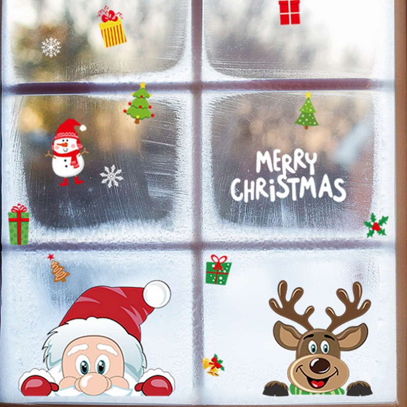 Christmas Window Decal Santa Claus Snowflake Decals Winter Wall Decals for Kids Rooms Christmas Year Window Decorations