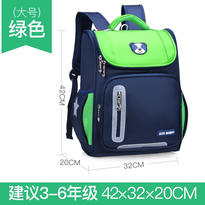Kinderen Schooltassen Jongens Meisjes Kids Orthopedische School Rugzakken Kids Schooltas Waterdichte Rugzakken Primary School Terug Pack: large green