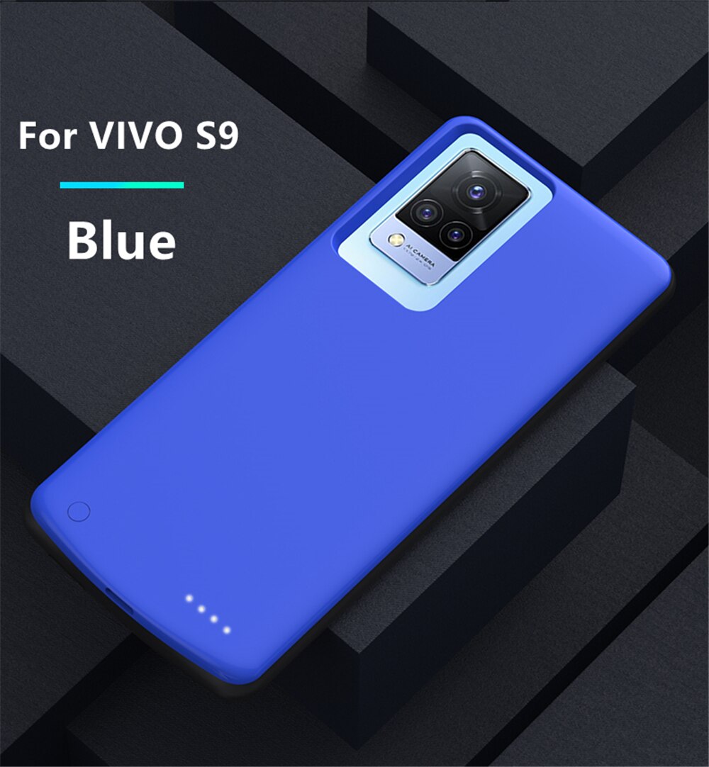 Siliconen Acculader Gevallen Voor Vivo S9e 5G Batterij Case 6800Mah Backup Powerbank Opladen Cover Voor Vivo S9 power Bank Case: S9 Blue