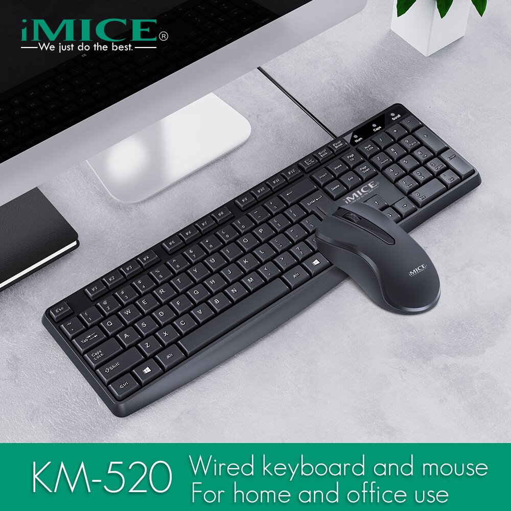 iMice Wired keyboard and mouse set for home office 104 key plug and play
